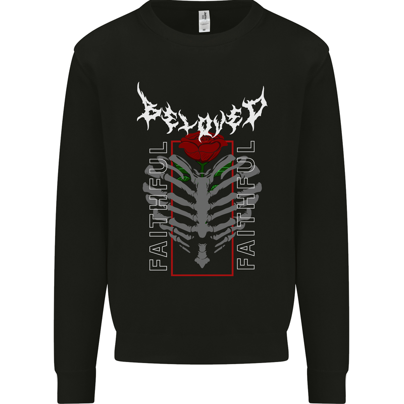 Rib Cage Beloved Gothic Heavy Metal Biker Kids Sweatshirt Jumper Black