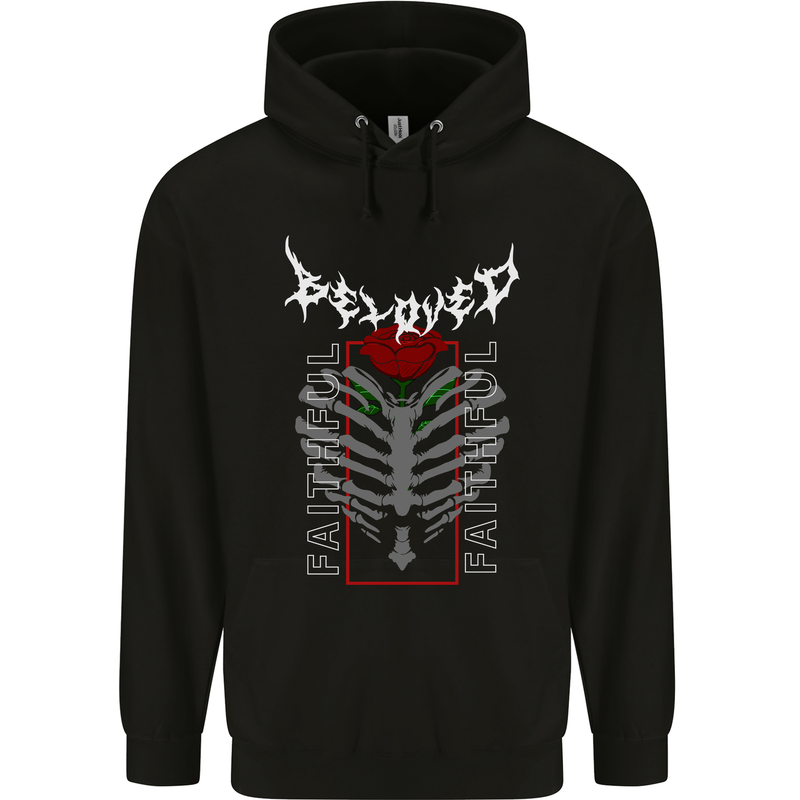 Rib Cage Beloved Gothic Heavy Metal Biker Mens Hoodie Black