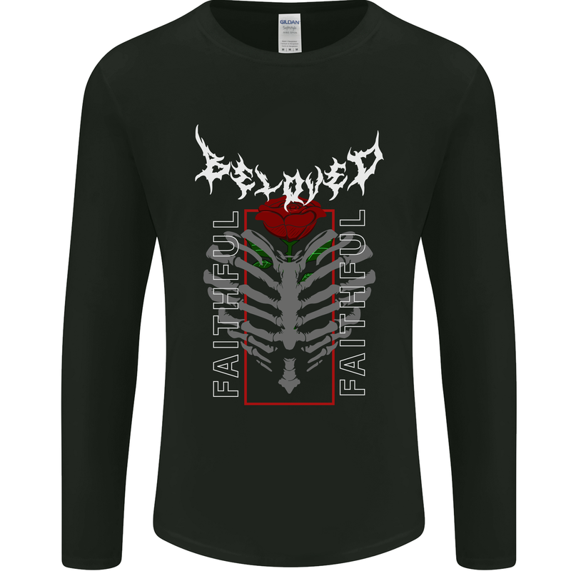 Rib Cage Beloved Gothic Heavy Metal Biker Mens Long Sleeve T-Shirt Black