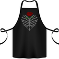 Rib Cage & Rose Gothic Heavy Metal Biker Cotton Apron 100% Organic Black