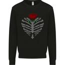 Rib Cage & Rose Gothic Heavy Metal Biker Kids Sweatshirt Jumper Black