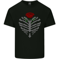 Rib Cage & Rose Gothic Heavy Metal Biker Kids T-Shirt Childrens Black