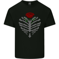 Rib Cage & Rose Gothic Heavy Metal Biker Mens Cotton T-Shirt Tee Top Black