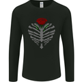 Rib Cage & Rose Gothic Heavy Metal Biker Mens Long Sleeve T-Shirt Black
