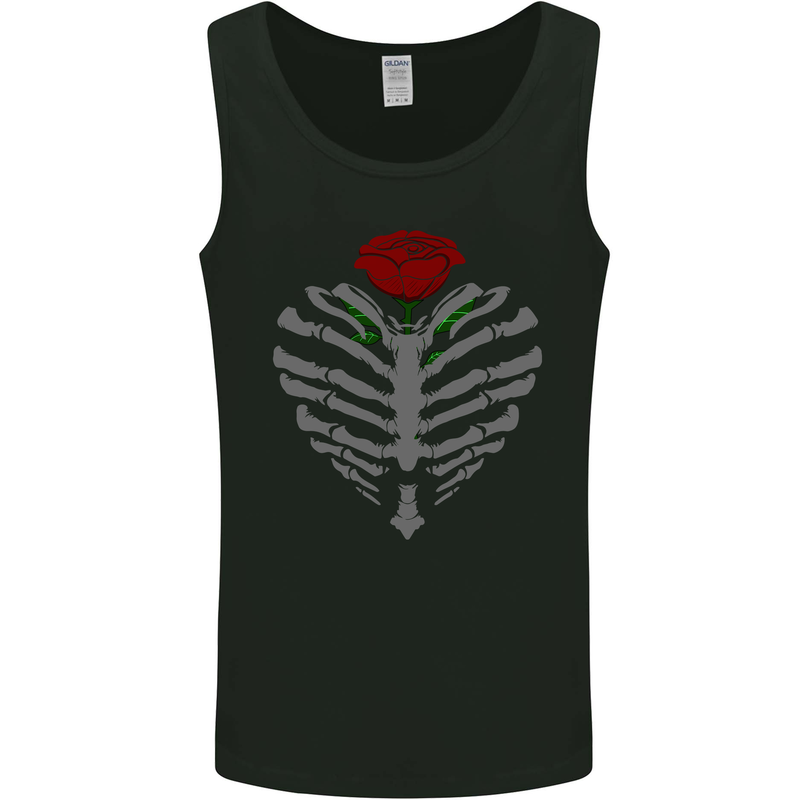 Rib Cage & Rose Gothic Heavy Metal Biker Mens Vest Tank Top Black