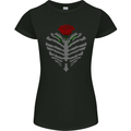 Rib Cage & Rose Gothic Heavy Metal Biker Womens Petite Cut T-Shirt Black