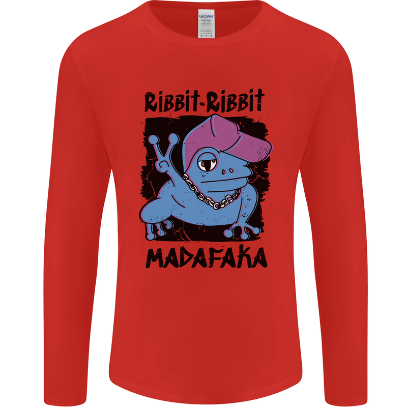Ribbit Madafaka Funny Gangsta Frog Mens Long Sleeve T-Shirt Red