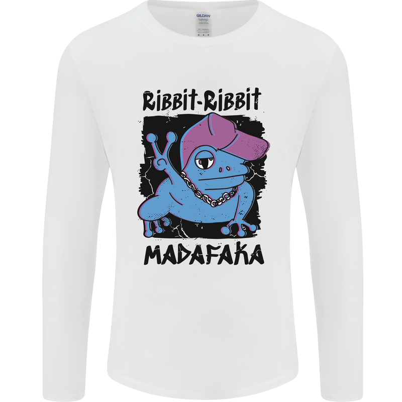 Ribbit Madafaka Funny Gangsta Frog Mens Long Sleeve T-Shirt White