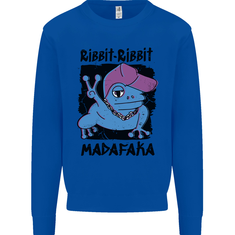 Ribbit Madafaka Funny Gangsta Frog Mens Sweatshirt Jumper Royal Blue