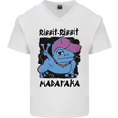 Ribbit Madafaka Funny Gangsta Frog Mens V-Neck Cotton T-Shirt White