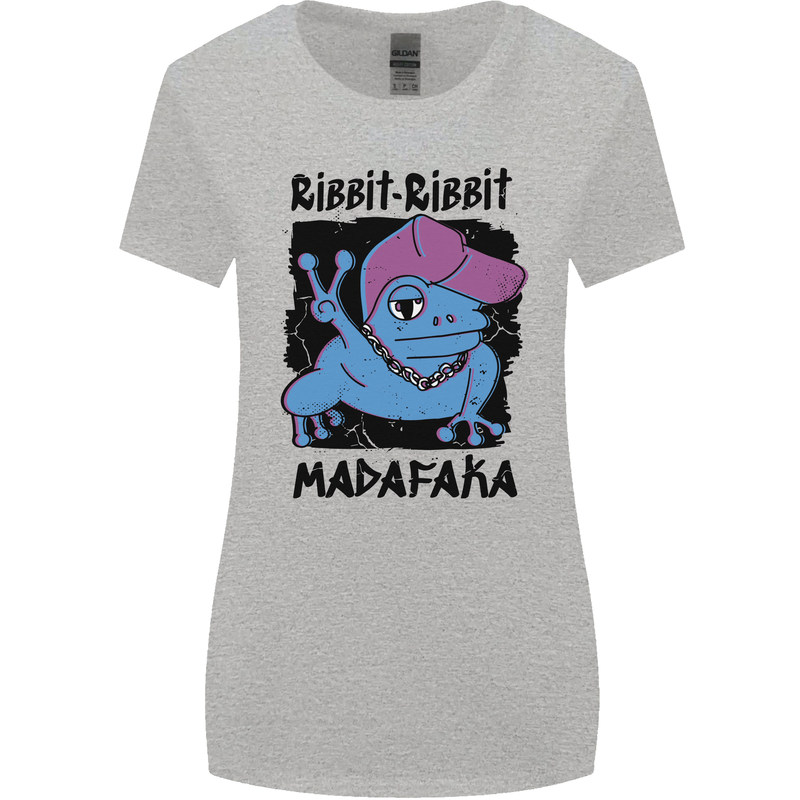 Ribbit Madafaka Funny Gangsta Frog Womens Wider Cut T-Shirt Sports Grey