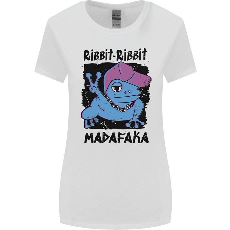 Ribbit Madafaka Funny Gangsta Frog Womens Wider Cut T-Shirt White