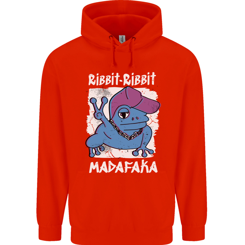 Ribbit Madafaka Funny Gangster Frog Childrens Kids Hoodie Bright Red