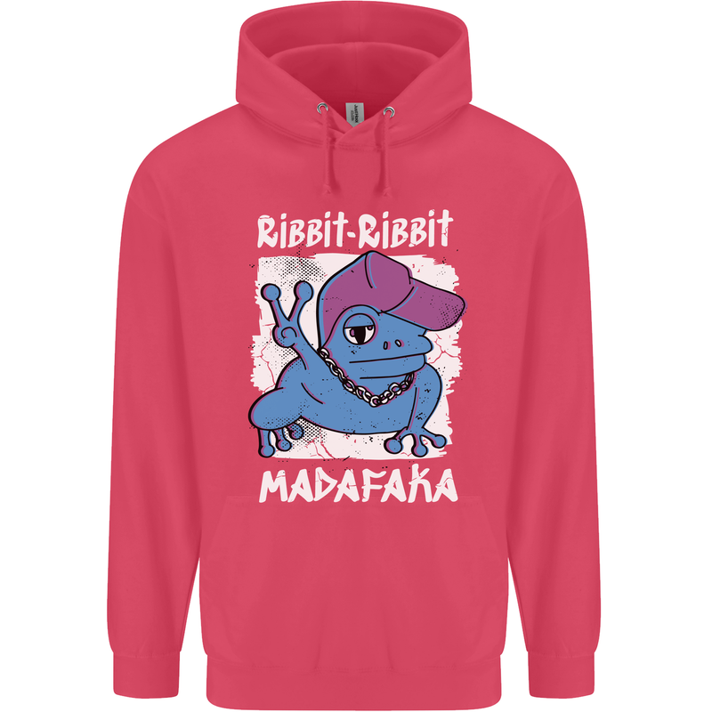 Ribbit Madafaka Funny Gangster Frog Childrens Kids Hoodie Heliconia