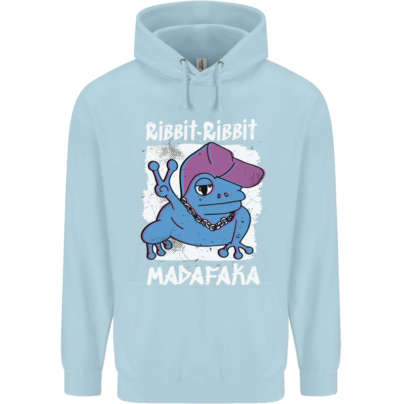 Ribbit Madafaka Funny Gangster Frog Childrens Kids Hoodie Light Blue