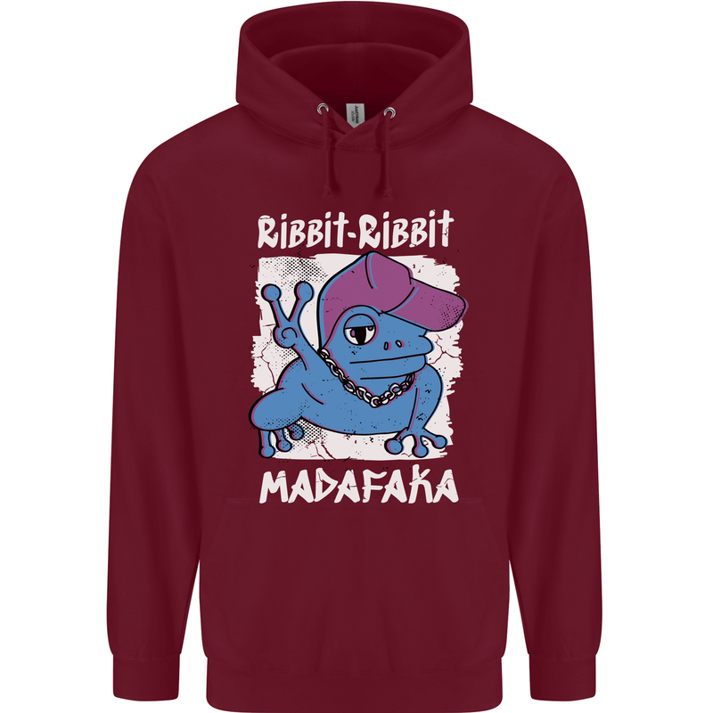 Ribbit Madafaka Funny Gangster Frog Childrens Kids Hoodie Maroon