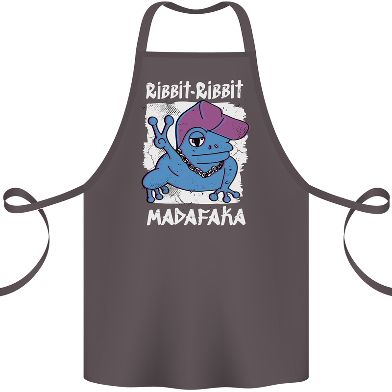 Ribbit Madafaka Funny Gangster Frog Cotton Apron 100% Organic Dark Grey