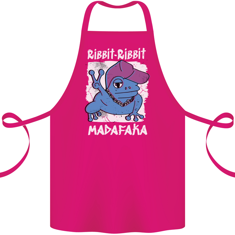 Ribbit Madafaka Funny Gangster Frog Cotton Apron 100% Organic Pink