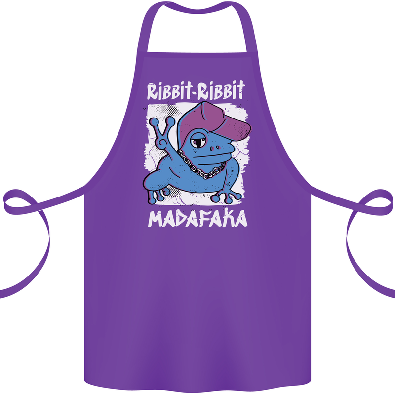 Ribbit Madafaka Funny Gangster Frog Cotton Apron 100% Organic Purple