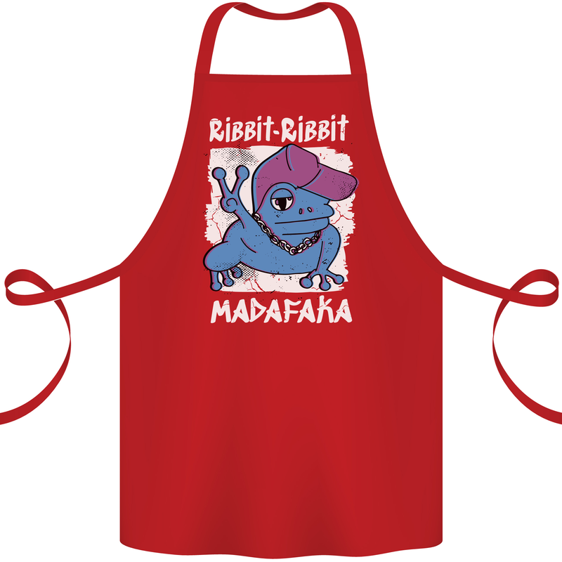Ribbit Madafaka Funny Gangster Frog Cotton Apron 100% Organic Red