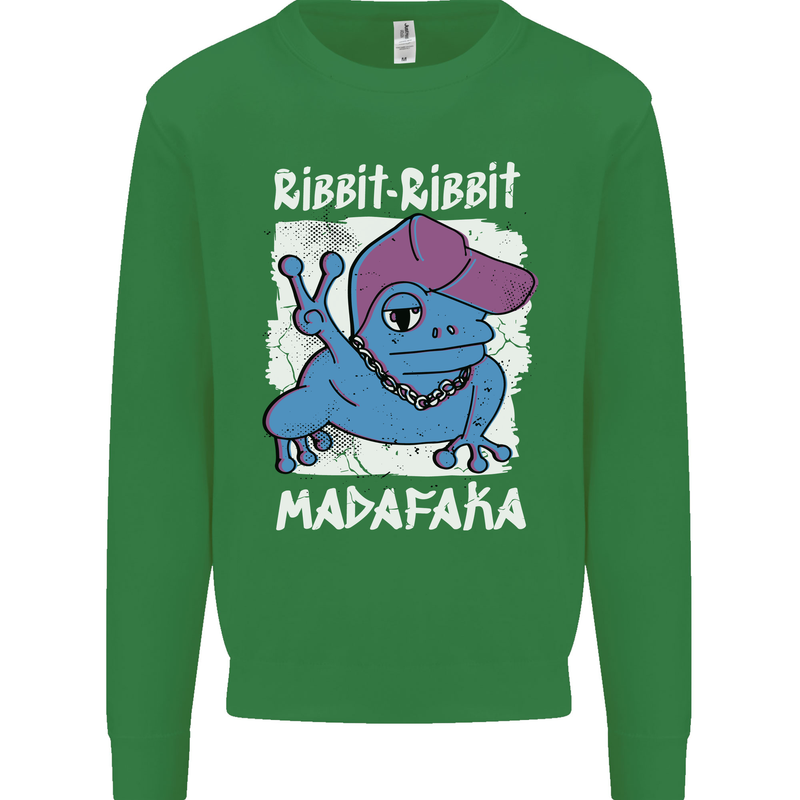 Ribbit Madafaka Funny Gangster Frog Kids Sweatshirt Jumper Irish Green