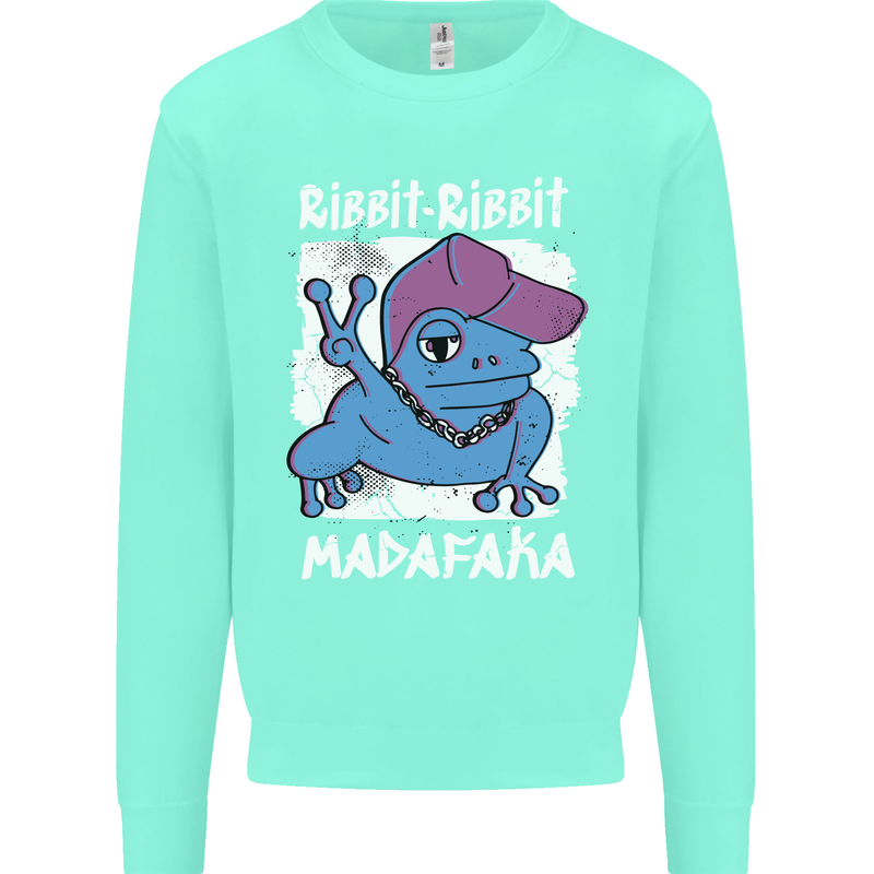 Ribbit Madafaka Funny Gangster Frog Kids Sweatshirt Jumper Peppermint