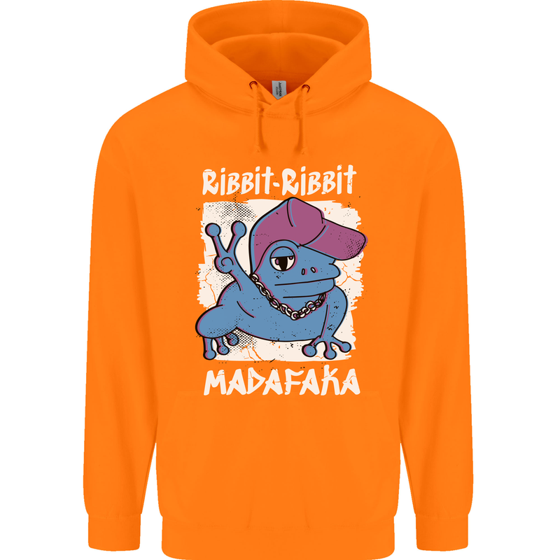 Ribbit Madafaka Funny Gangster Frog Mens 80% Cotton Hoodie Orange