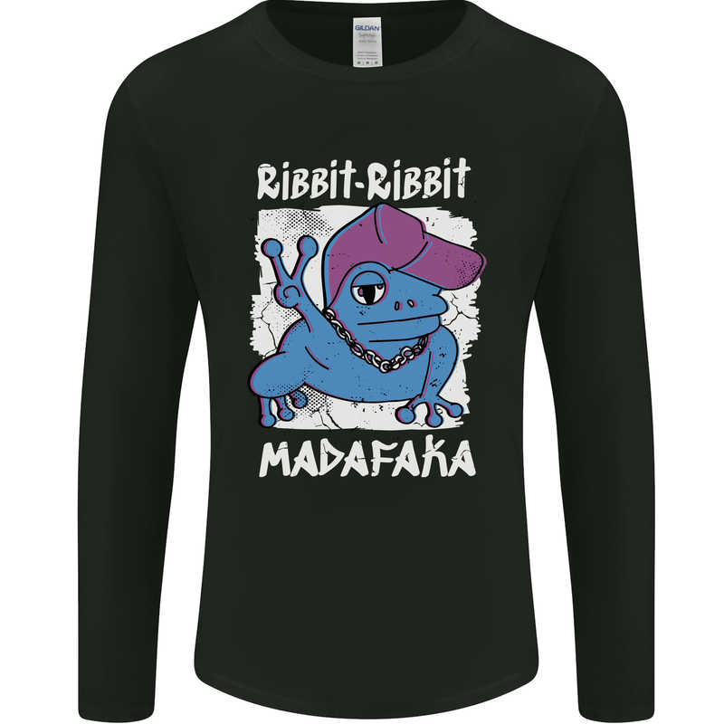 Ribbit Madafaka Funny Gangster Frog Mens Long Sleeve T-Shirt Black