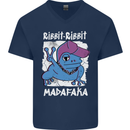Ribbit Madafaka Funny Gangster Frog Mens V-Neck Cotton T-Shirt Navy Blue