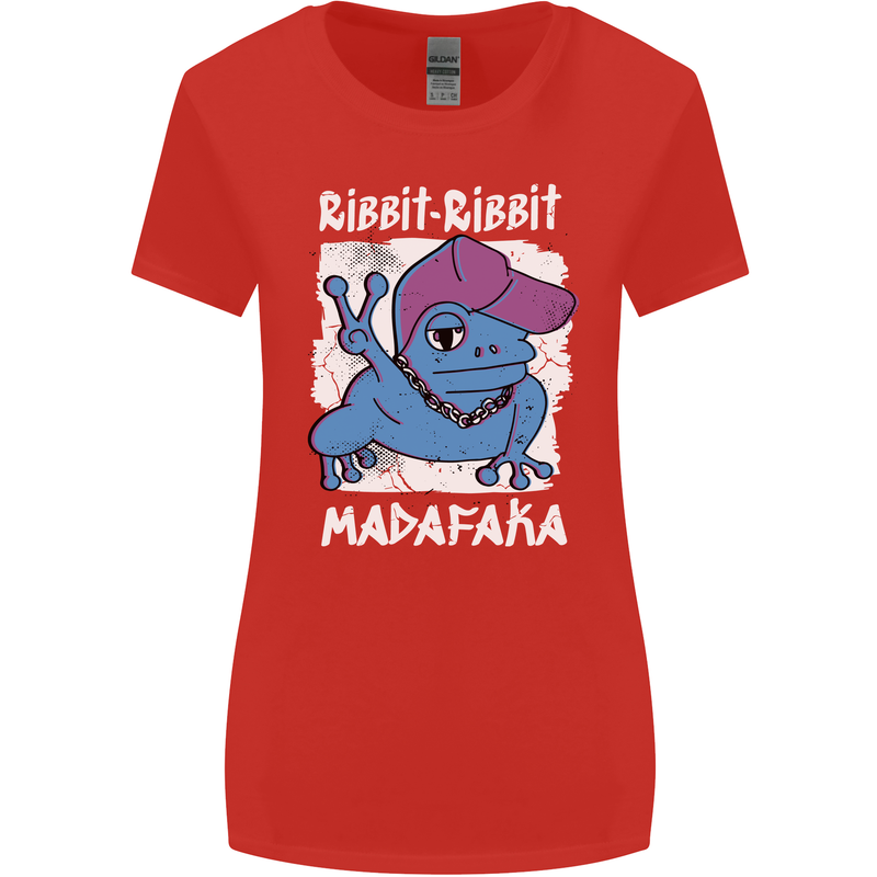 Ribbit Madafaka Funny Gangster Frog Womens Wider Cut T-Shirt Red