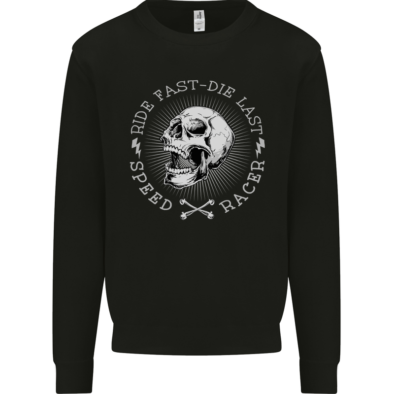 Ride Fast Die Motorcycle Motorbike Biker Mens Sweatshirt Jumper Black