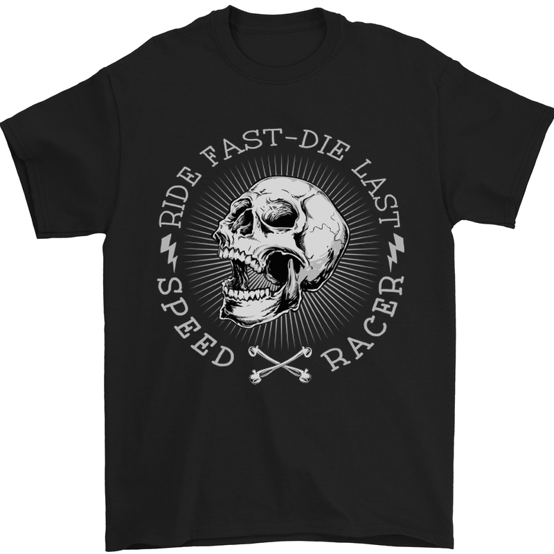 Ride Fast Die Motorcycle Motorbike Biker Mens T-Shirt Cotton Gildan Black