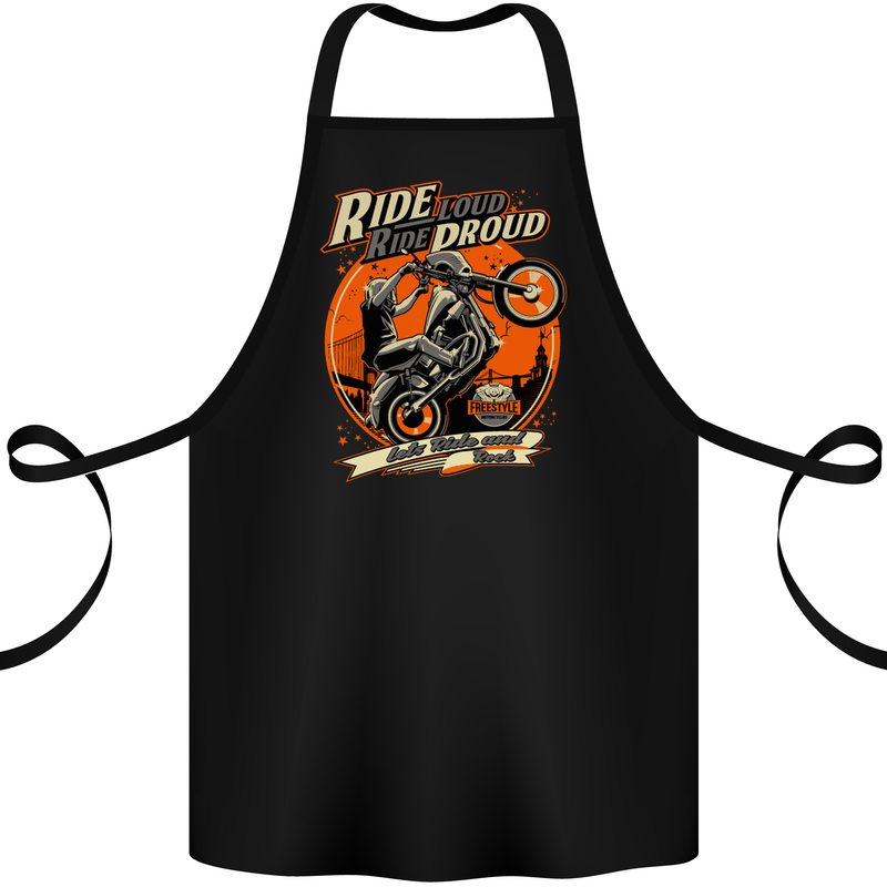 Ride Loud Ride Proud Motorbike Biker Cotton Apron 100% Organic Black