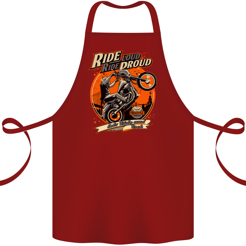 Ride Loud Ride Proud Motorbike Biker Cotton Apron 100% Organic Maroon