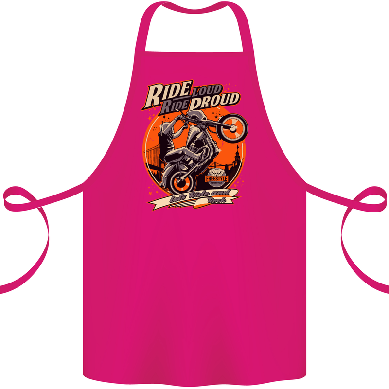 Ride Loud Ride Proud Motorbike Biker Cotton Apron 100% Organic Pink