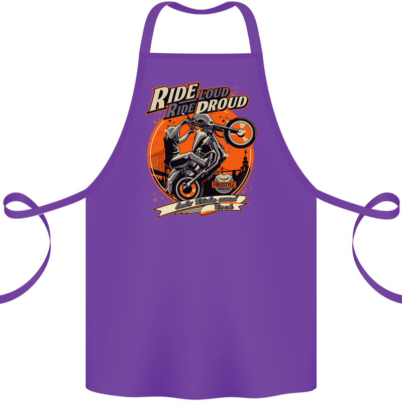 Ride Loud Ride Proud Motorbike Biker Cotton Apron 100% Organic Purple