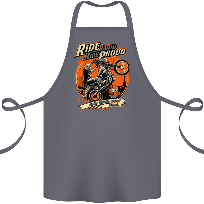 Ride Loud Ride Proud Motorbike Biker Cotton Apron 100% Organic Steel
