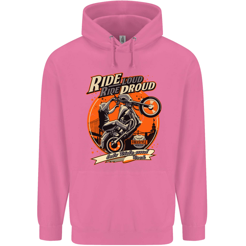 Ride Loud Ride Proud Motorbike Biker Mens 80% Cotton Hoodie Azelea