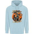 Ride Loud Ride Proud Motorbike Biker Mens 80% Cotton Hoodie Light Blue