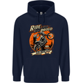 Ride Loud Ride Proud Motorbike Biker Mens 80% Cotton Hoodie Navy Blue