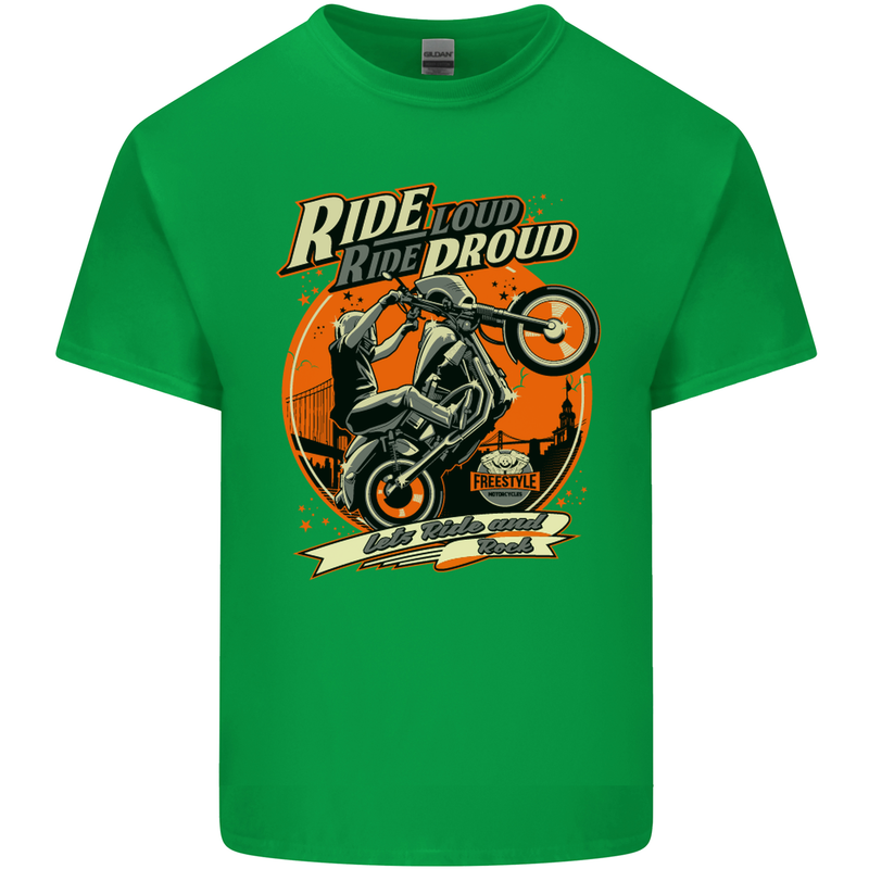 Ride Loud Ride Proud Motorbike Biker Mens Cotton T-Shirt Tee Top Irish Green