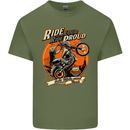 Ride Loud Ride Proud Motorbike Biker Mens Cotton T-Shirt Tee Top Military Green