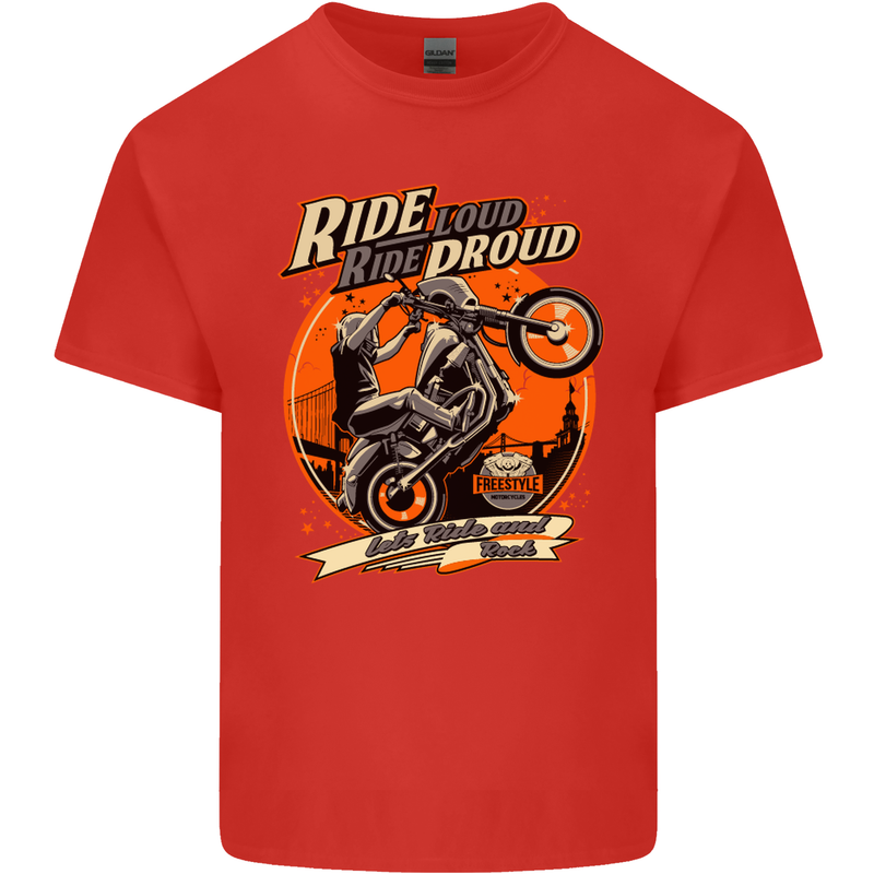 Ride Loud Ride Proud Motorbike Biker Mens Cotton T-Shirt Tee Top Red