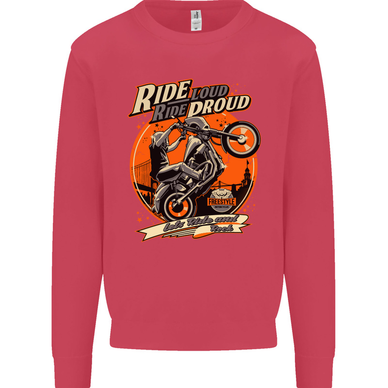 Ride Loud Ride Proud Motorbike Biker Mens Sweatshirt Jumper Heliconia