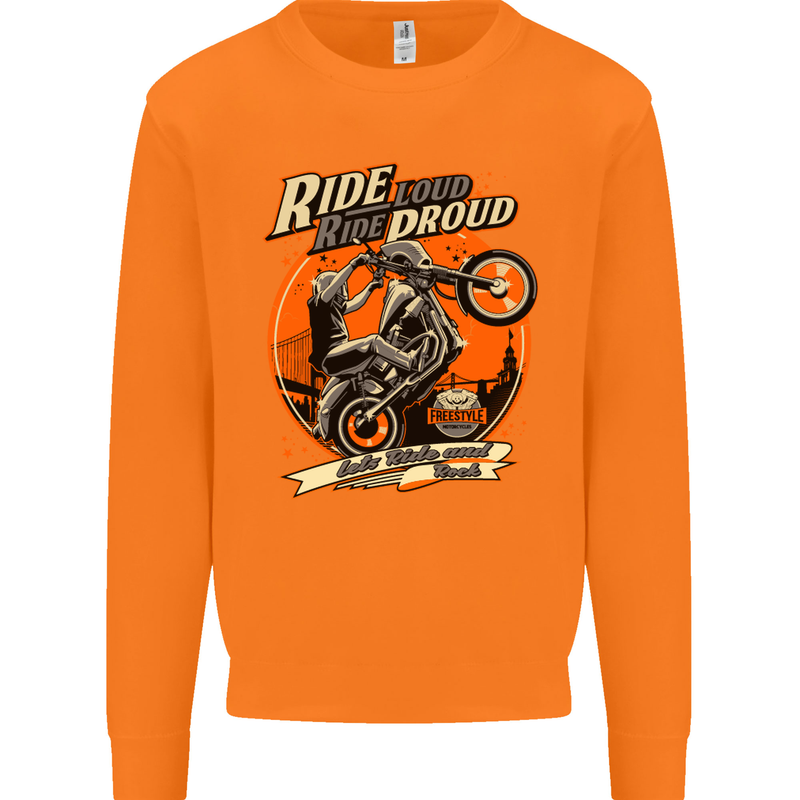 Ride Loud Ride Proud Motorbike Biker Mens Sweatshirt Jumper Orange