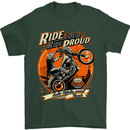 Ride Loud Ride Proud Motorbike Biker Mens T-Shirt Cotton Gildan Forest Green