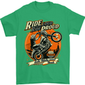Ride Loud Ride Proud Motorbike Biker Mens T-Shirt Cotton Gildan Irish Green
