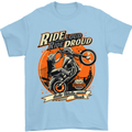 Ride Loud Ride Proud Motorbike Biker Mens T-Shirt Cotton Gildan Light Blue