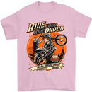 Ride Loud Ride Proud Motorbike Biker Mens T-Shirt Cotton Gildan Light Pink