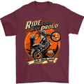 Ride Loud Ride Proud Motorbike Biker Mens T-Shirt Cotton Gildan Maroon